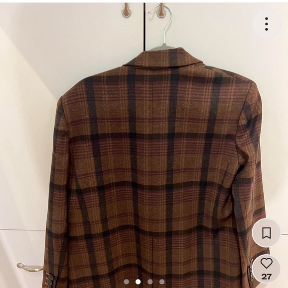 Aritzia brown plaid blazer - Picture 2 of 4
